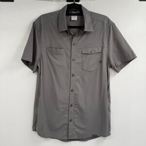 Coalatree Switchback Travel Shirt Mens M-L Gray Ripstop Nylon Stretch Button Up